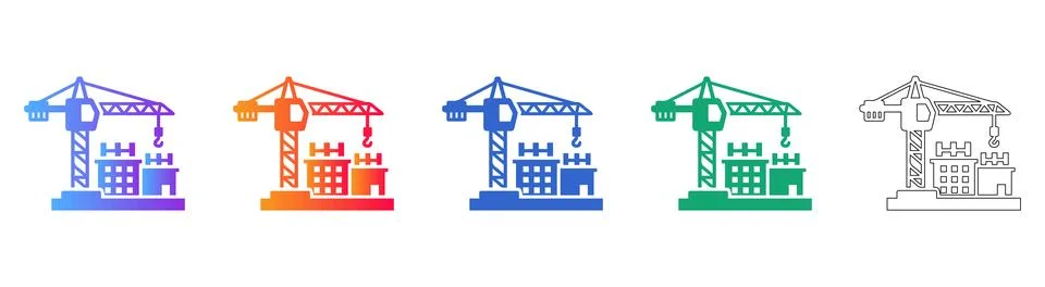 Construction Crane Icon Set Stock Illustration