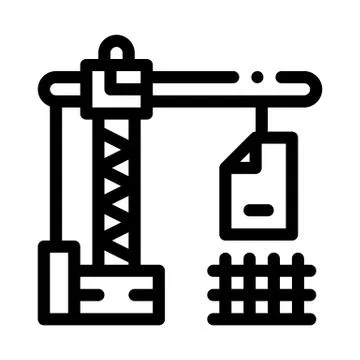 Construction crane icon vector outline illustration 스톡 일러스트