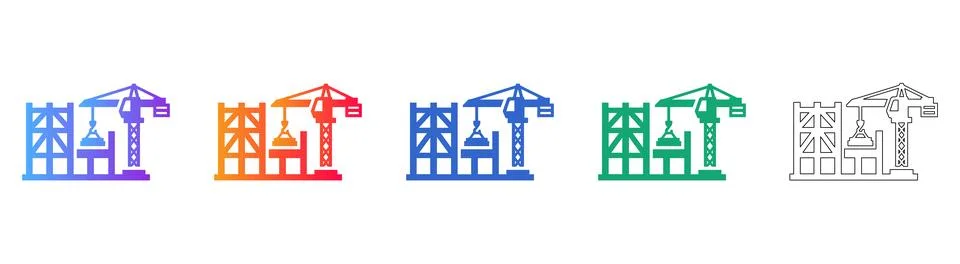 Construction Crane Icons for Infrastructure Development Stock Illustration