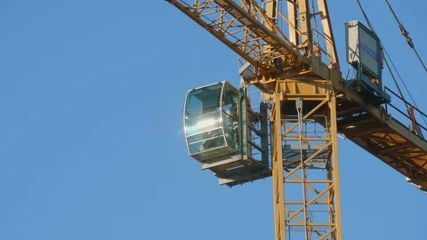 Construction Crane Industrial Development Machine, Building Site Sky Work Stock Footage 107501042