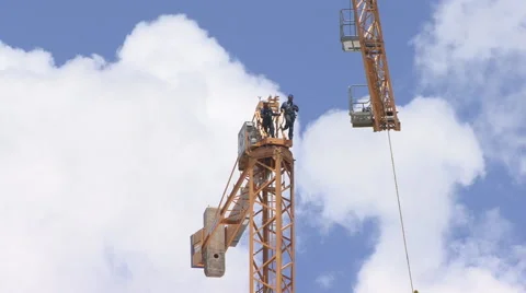 Construction crane installation Stock Footage