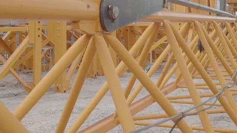 Construction crane lies on the ground Stock Footage 132494710