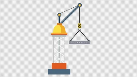 Construction crane lifting a beam. Animation of a construction crane in action Stock Footage 320660821