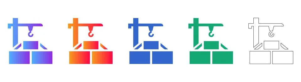 Construction Crane Lifting Blocks Icons Ilustración de archivo