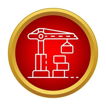 Construction crane lifting building blocks icon Stock Illustration