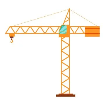 Construction crane lifting building materials on white background Ilustración de archivo