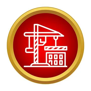 Construction crane lifting building piece icon design Stock Illustration