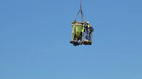 Construction - Crane lifting concrete Stock Footage 890861