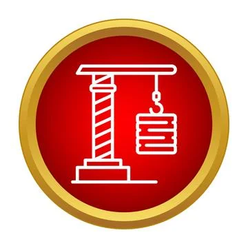 Construction crane lifting heavy load vector icon Stock Illustration