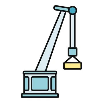 Construction crane lifting heavy load vector icon Stock Illustration