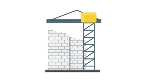 Construction crane lifting a hook near a brick wall, showcasing ongoing bui.. Stock Footage 332453810
