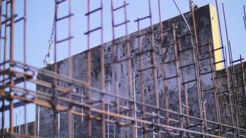 Construction crane lifts a load at a construction site close-up	 Video stock 156714553