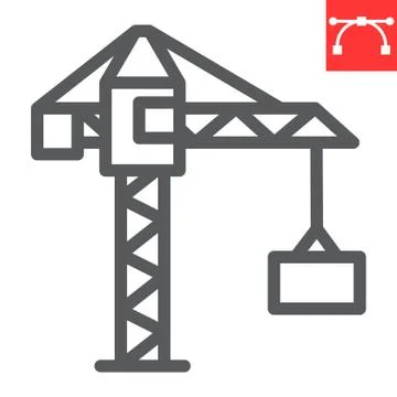 Construction crane line icon, construction and industry, building crane sign Stock Illustration