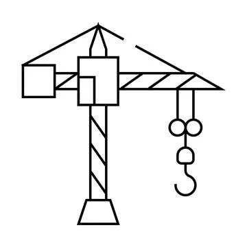 Construction crane line icon vector isolated illustration Stock Illustration