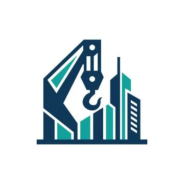 Construction Crane Logo Design with Modern Building Development Emblem イラスト素材