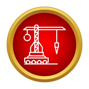 Construction crane machine icon for heavy lifting Stock Illustration