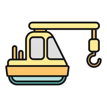 Construction crane machine lifting hook icon vector Stock Illustration