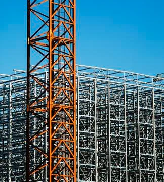 Construction crane with a metal structure frame. Foto stock