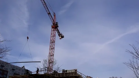 Construction Crane Moving left to Right Stock Footage 101356728