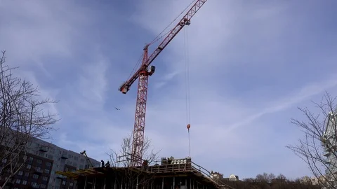 Construction Crane Moving Right to left Stock Footage 101356712