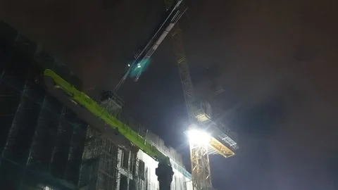 Construction Crane Night Stock-Footage 127110599