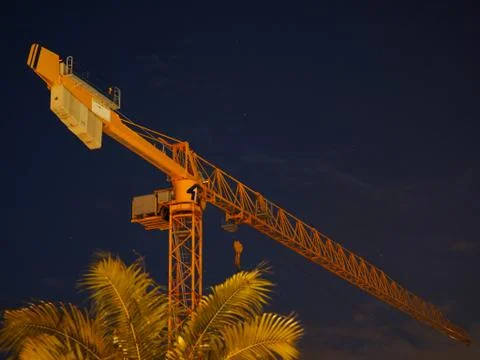 Construction crane in the night Stock Photos