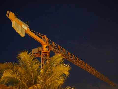 Construction crane in the night Stock Photos