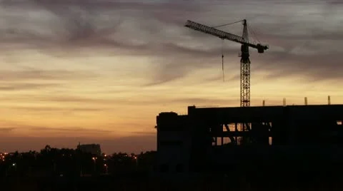 Construction crane over sunset Time-Lapse Stock Footage 20508948