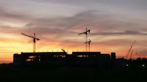 Construction crane over sunset Time-Lapse Stock Footage 20508988