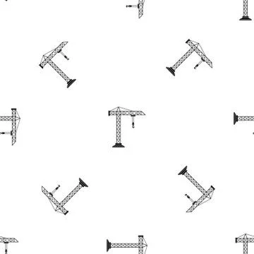 Construction crane pattern seamless black 스톡 일러스트