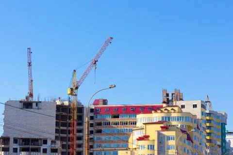 Construction with crane Stock Photos