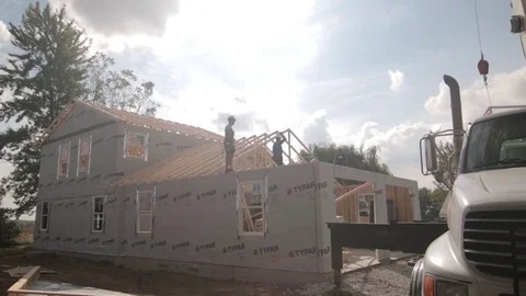 Construction Crane Roof Stock Footage 79023675
