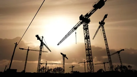 Construction Crane in Silhouette, Stock Footage 236935006
