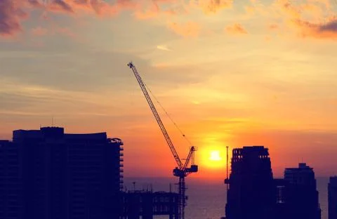 Construction Crane Silhouette 库存照片