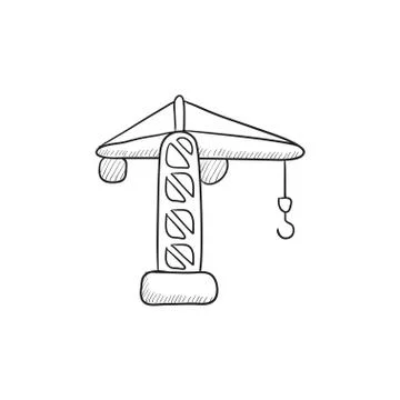 Construction crane sketch icon Stock Illustration