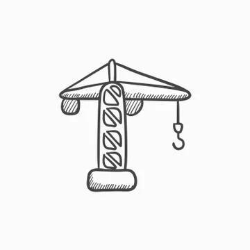 Construction crane sketch icon Stock Illustration