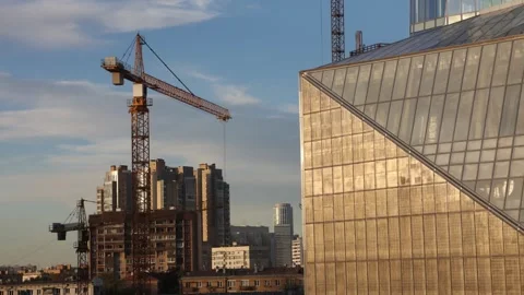 Construction crane on sky background Stock Footage 144469959