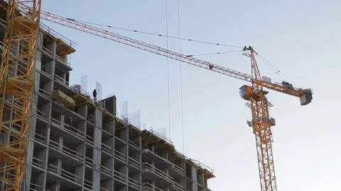 Construction crane on sunset background 库存影片 75544328