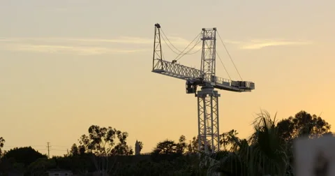 Construction Crane at sunset Stock Footage 47826867