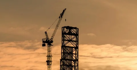 Construction Crane Sunset II Stock Footage 125161325