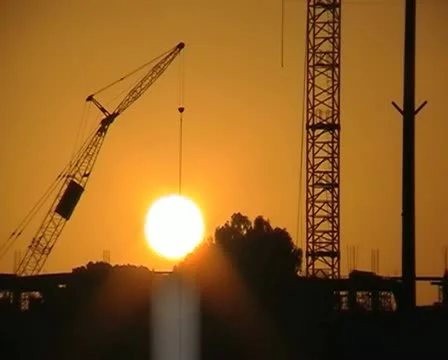 Construction crane. Sunset Time-Lapse Stock Footage 20512376