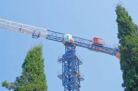 Construction crane tower on background sky Stock Photos
