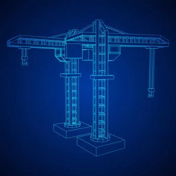 Construction crane tower. Building concept Ilustración de archivo