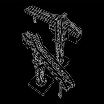 Construction crane tower. Building concept Ilustración de archivo