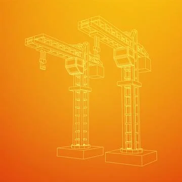 Construction crane tower. Building concept Ilustración de archivo