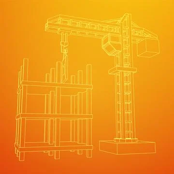 Construction crane tower. Building under construction concept Stock Illustration