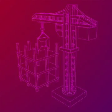 Construction crane tower. Building under construction concept Ilustración de archivo