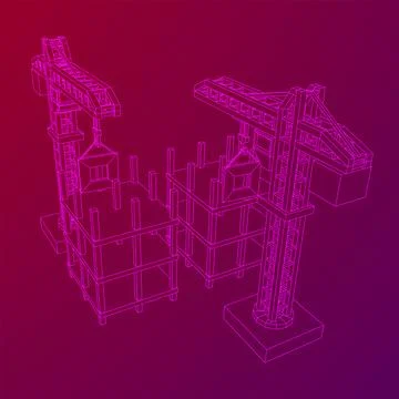 Construction crane tower. Building under construction concept Ilustración de archivo