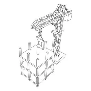 Construction crane tower. Building under construction concept Ilustración de archivo