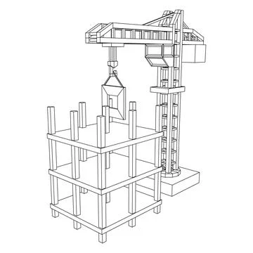 Construction crane tower. Building under construction concept Stock Illustration